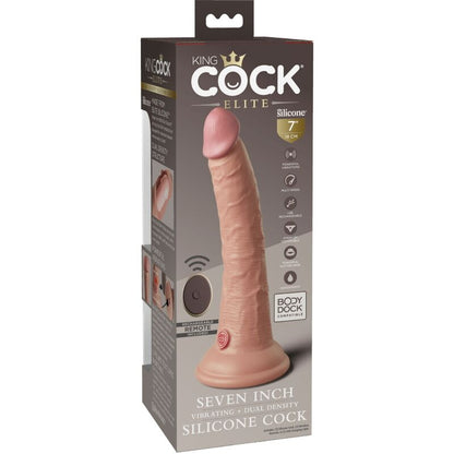 KING COCK - ELITE VIBRADOR DILDO REALÍSTICO E CONTROLE REMOTO DE SILICONE 17.8 CM - Sexshoptuga 