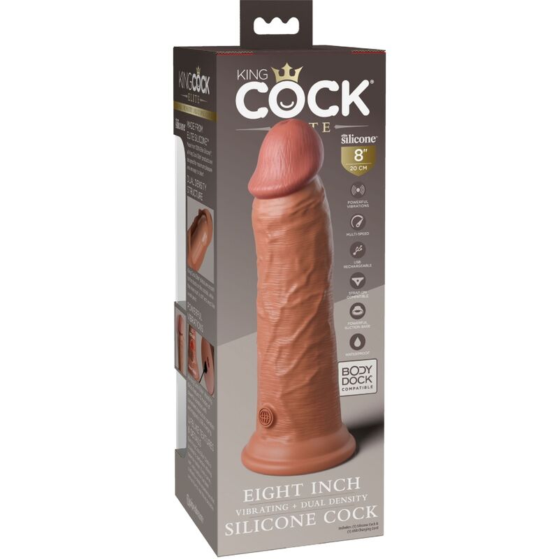 KING COCK - ELITE VIBRADOR REALÍSTICO E SILICONE 20.3 CM CARAMELO - Sexshoptuga  Sexshoptuga 