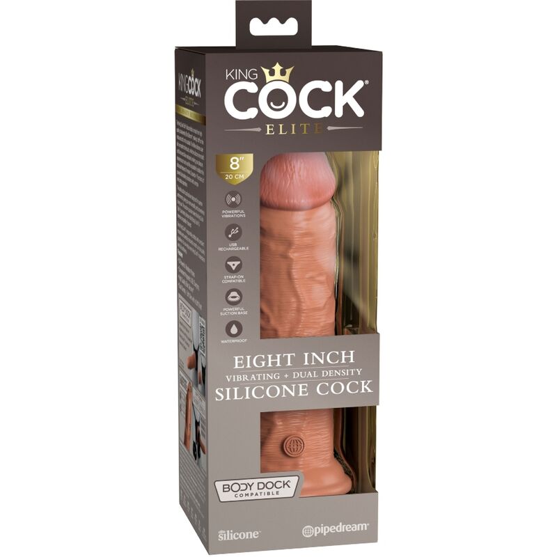 KING COCK - ELITE VIBRADOR REALÍSTICO E SILICONE 20.3 CM CARAMELO - Sexshoptuga  Sexshoptuga 