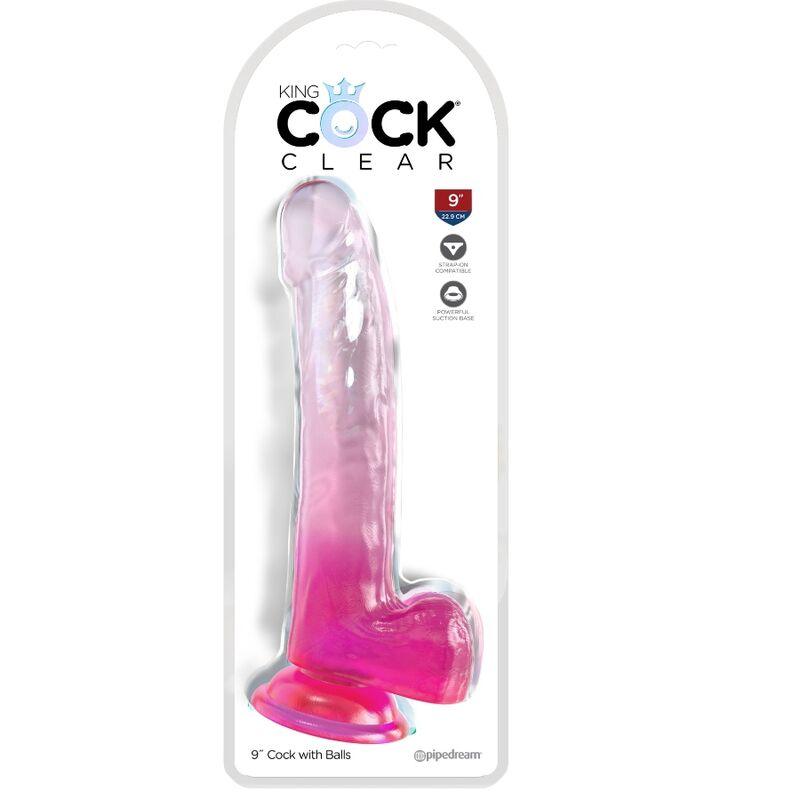 KING COCK - CLEAR DILDO COM TESTÍCULOS 20.3 CM ROSA - Sexshoptuga 