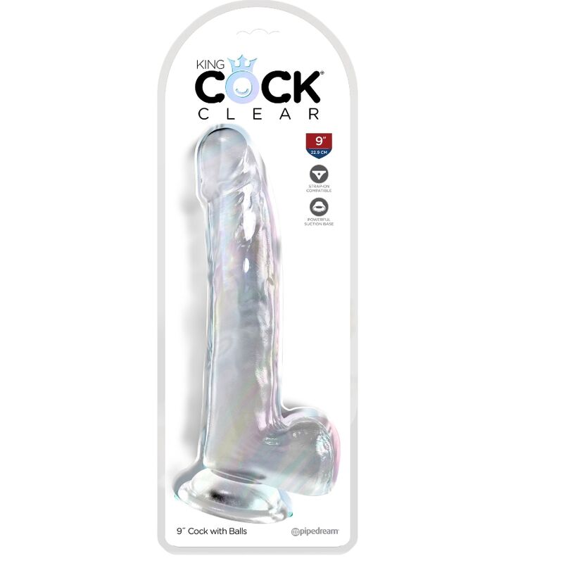 KING COCK - CLEAR DILDO COM TESTÍCULOS 20.3 CM TRANSPARENTE - Sexshoptuga 