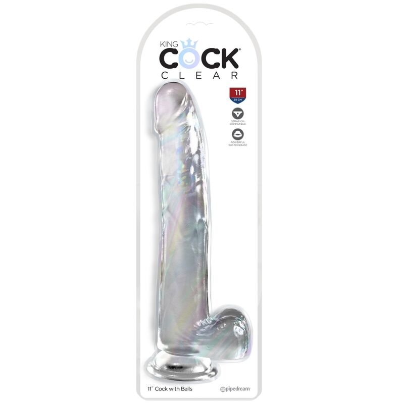 KING COCK - CLEAR DILDO COM TESTÍCULOS 24.8 CM TRANSPARENTE - Sexshoptuga 