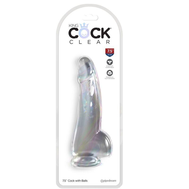 KING COCK - CLEAR DILDO COM TESTÍCULOS 15.2 CM TRANSPARENTE - Sexshoptuga 