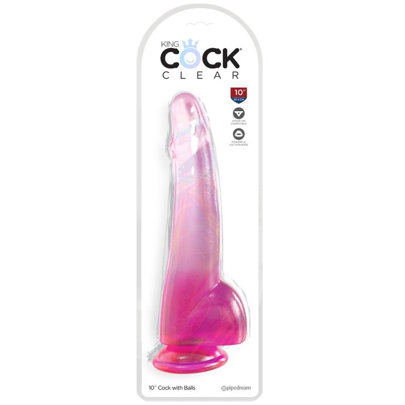 KING COCK - CLEAR DILDO COM TESTÍCULOS 19 CM ROSA - Sexshoptuga 