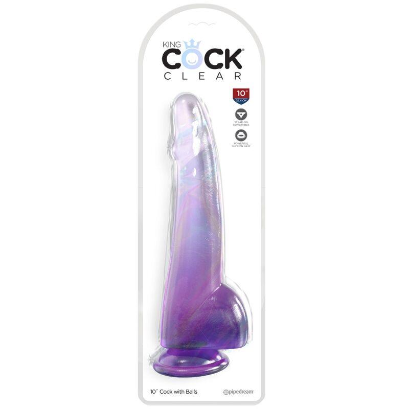 KING COCK - CLEAR DILDO COM TESTÍCULOS 19 CM ROXO - Sexshoptuga 