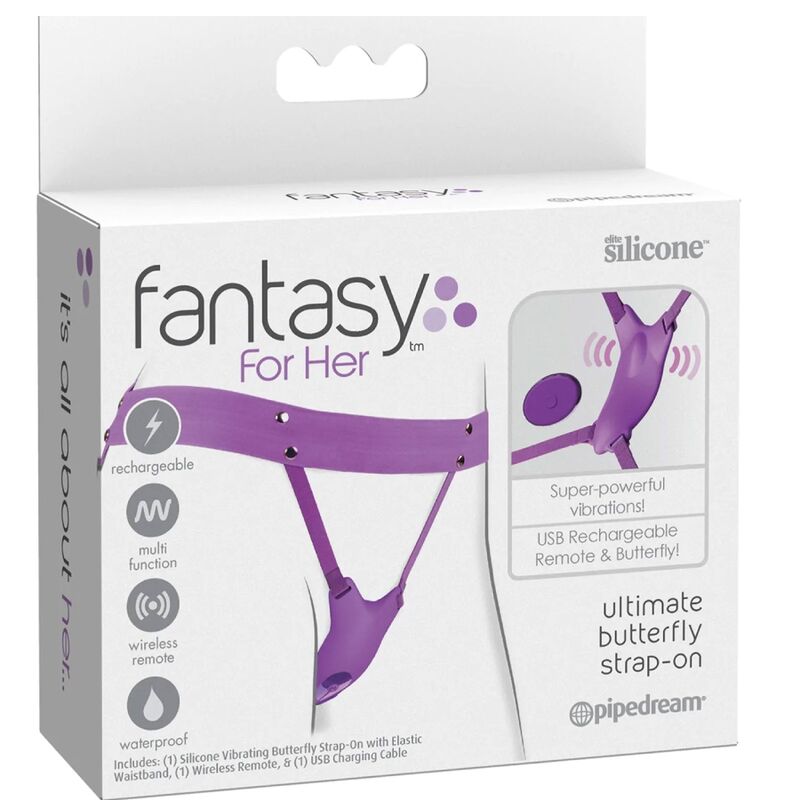 FANTASY FOR HER - ARNÊS DE BORBOLETA VIBRANTE, CONTROLE REMOTO RECARREGÁVEL E VIOLETA - Sexshoptuga 