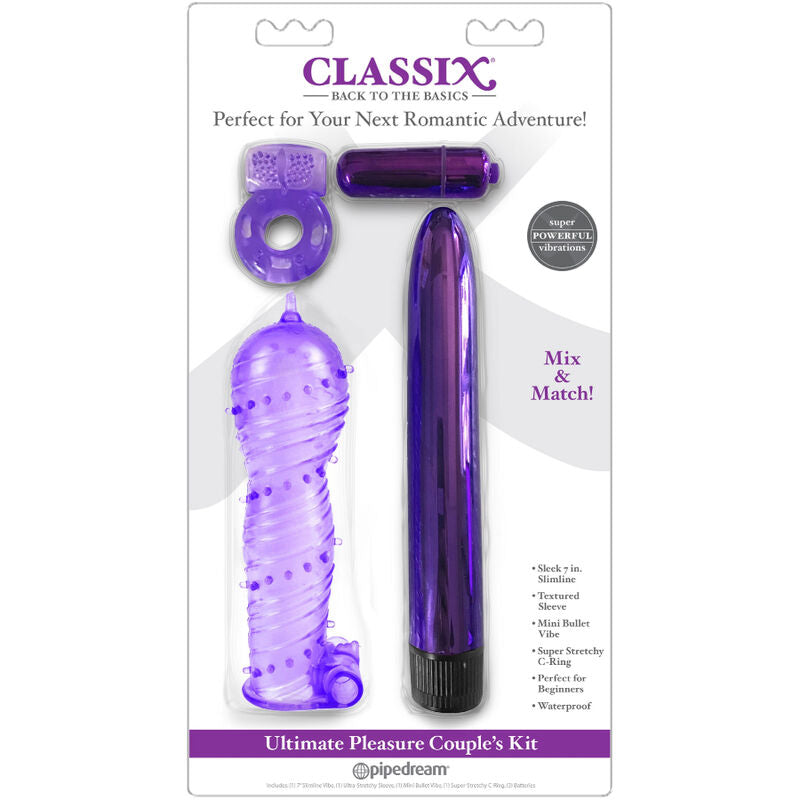 CLASSIX - KIT PARA CASAIS COM ANEL, BAINHA E BALAS ROXAS - Sexshoptuga 