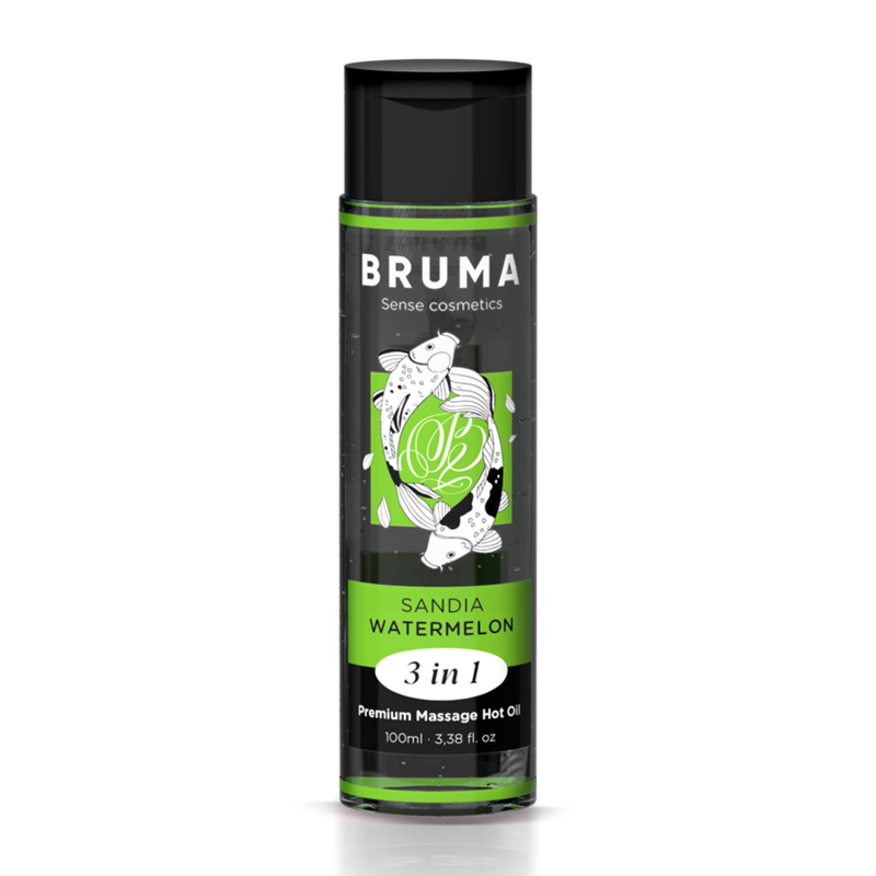 BRUMA - ÓLEO DE MASSAGEM PREMIUM EFEITO CALOR SABOR MELANCIA 3 EM 1 - 100 ML - Sexshoptuga  Sexshoptuga 