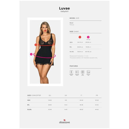 OBSESSIVE - BABYDOLL E LUVAE TANGA PRETO XS/S - Sexshoptuga 