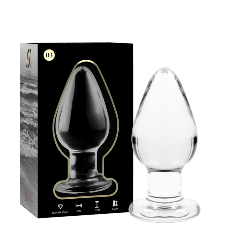 NEBULA SERIES BY IBIZA - MODELO 3 ANAL PLUG VIDRO BOROSILICADO TRANSPARENTE 11 CM -O- 5 CM - Sexshoptuga  Sexshoptuga 