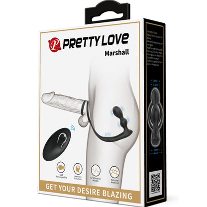 PRETTY LOVE - ANEL PARA PÊNIS MARSHALL COM PLUG ANAL VIBRATÓRIO COM CONTROLE REMOTO - Sexshoptuga 