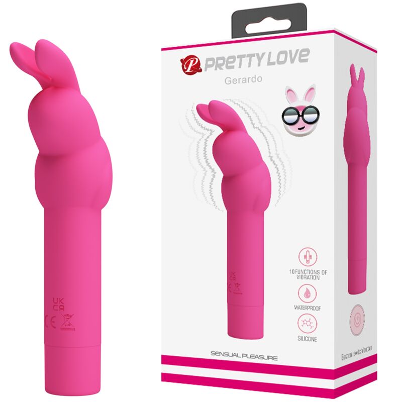 PRETTY LOVE - VIBRADOR DE SILICONE GERARDO FUSCHIA COELHO - Sexshoptuga  Sexshoptuga 