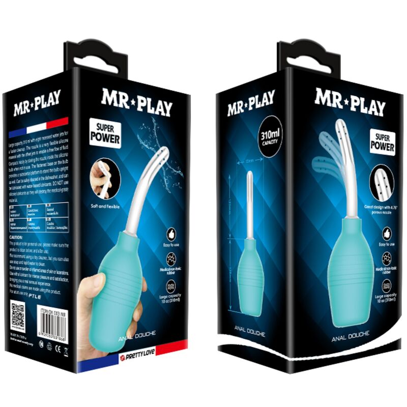 MR PLAY - CHUVEIRO DE BORRACHA ANAL PEAR AZUL - Sexshoptuga  Sexshoptuga 