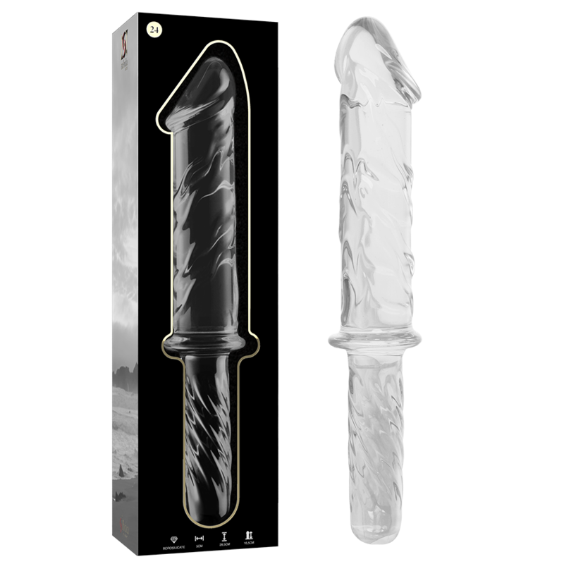 NEBULA SERIES BY IBIZA - MODELO 24 DILDO VIDRO BOROSILICADO TRANSPARENTE 28.5 CM -O- 5 CM - Sexshoptuga  Sexshoptuga 