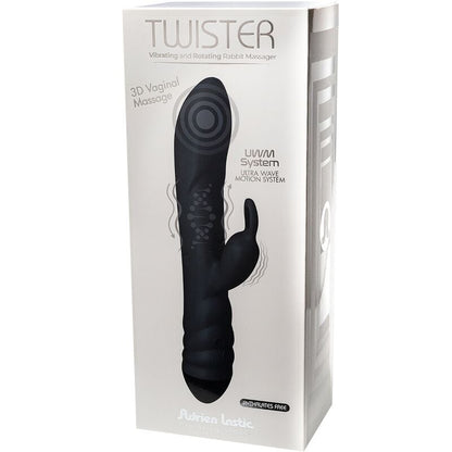 ADRIEN LASTIC - VIBRADOR TWISTER E ROTADOR MASSAGER COELHO PRETO - Sexshoptuga 