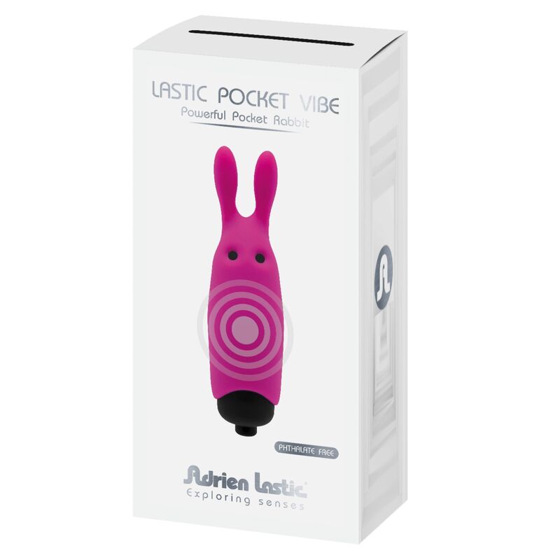 ADRIEN LASTIC - VIBRADOR DE COELHO ROSA DE BOLSO LASTIC - Sexshoptuga  Sexshoptuga 