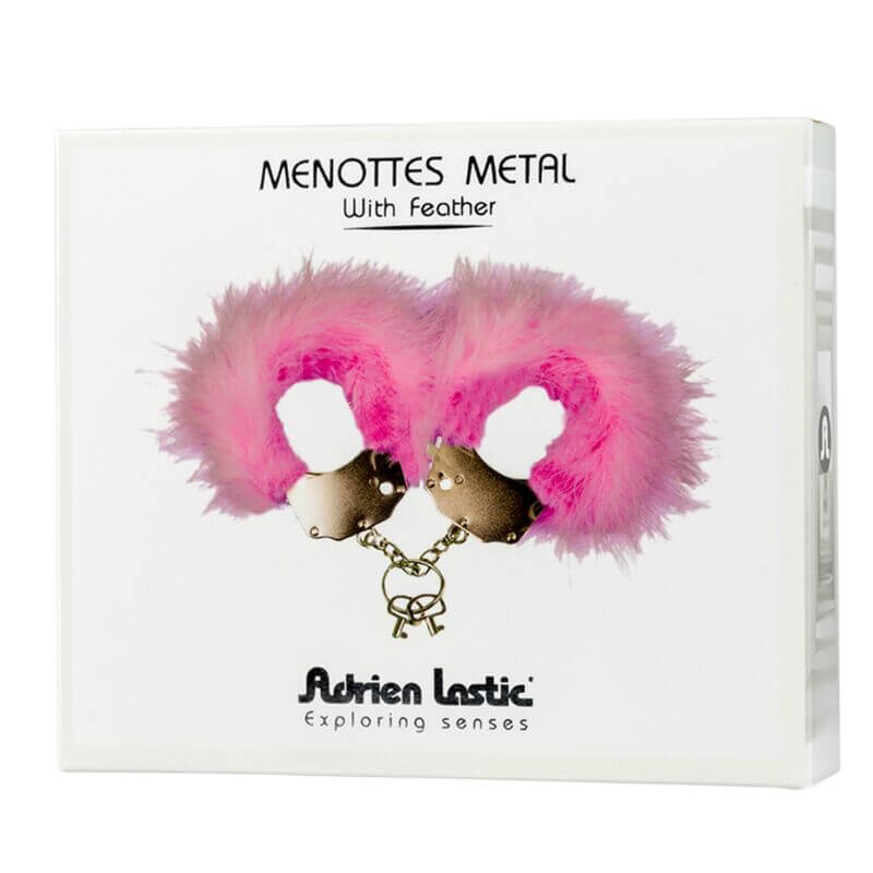 ADRIEN LASTIC - ALGEMAS DE METAL COM PENAS ROSA - Sexshoptuga 