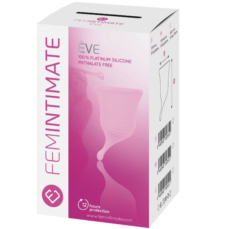 FEMINTIMATE - EVE NOVO COPO MENSTRUAL DE SILICONE - TAMANHO S - Sexshoptuga  Sexshoptuga 