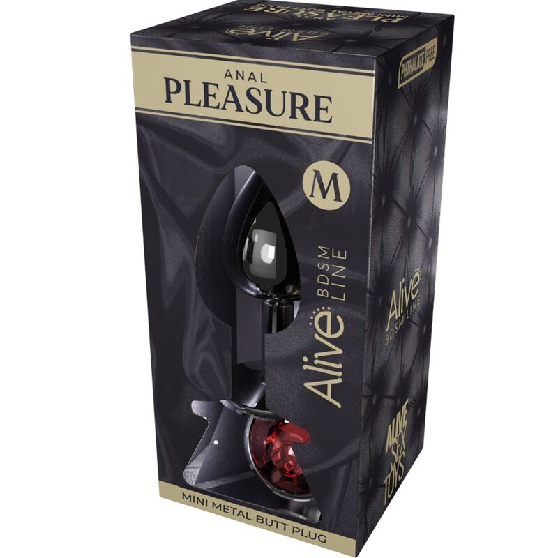 ALIVE - MINI PLUG PRAZER ANAL METAL VERMELHO TAMANHO M - Sexshoptuga 