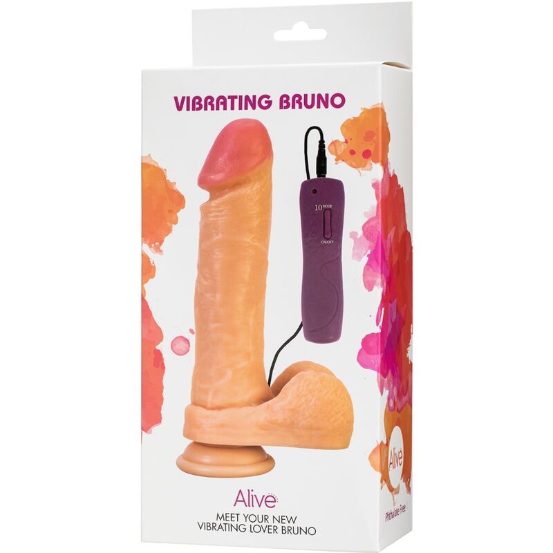 ALIVE - VIBRADOR DE PÉNIS BRUNO REALÍSTICO 22 CM - Sexshoptuga 