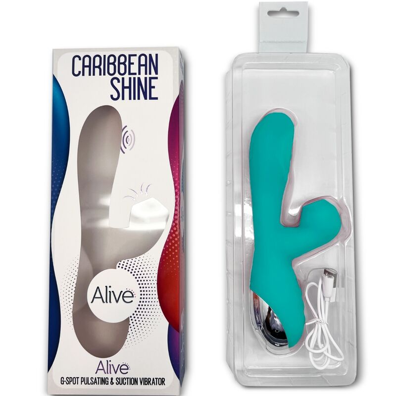 ALIVE - VIBRADOR CARIBBEAN SHINE E SUCKER AZUL - Sexshoptuga  Sexshoptuga 