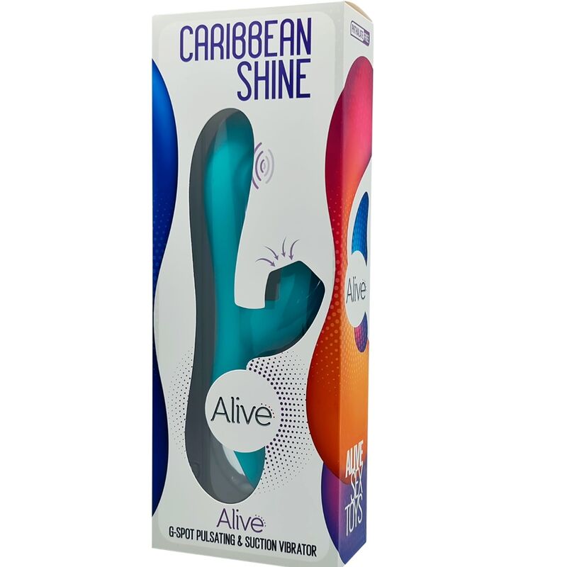 ALIVE - VIBRADOR CARIBBEAN SHINE E SUCKER AZUL - Sexshoptuga  Sexshoptuga 