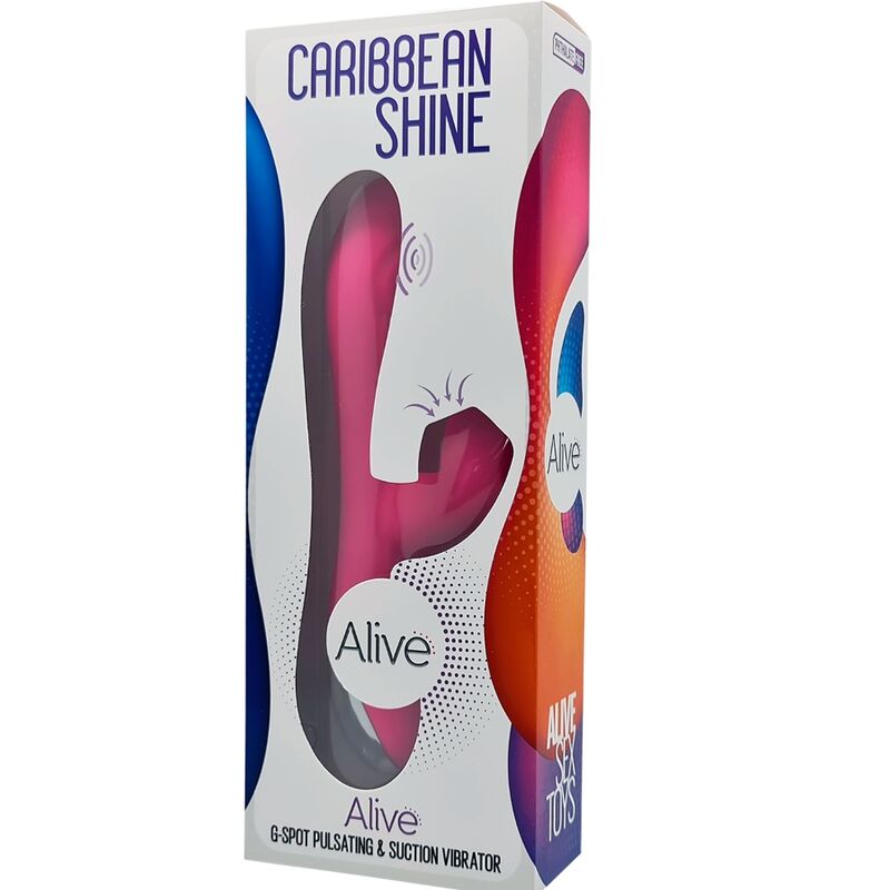 ALIVE - VIBRADOR DE BRILHO DO CARIBE E SUCKER FÚCSIA - Sexshoptuga  Sexshoptuga 