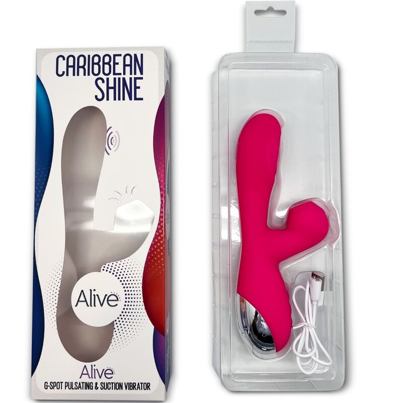 ALIVE - VIBRADOR DE BRILHO DO CARIBE E SUCKER FÚCSIA - Sexshoptuga  Sexshoptuga 