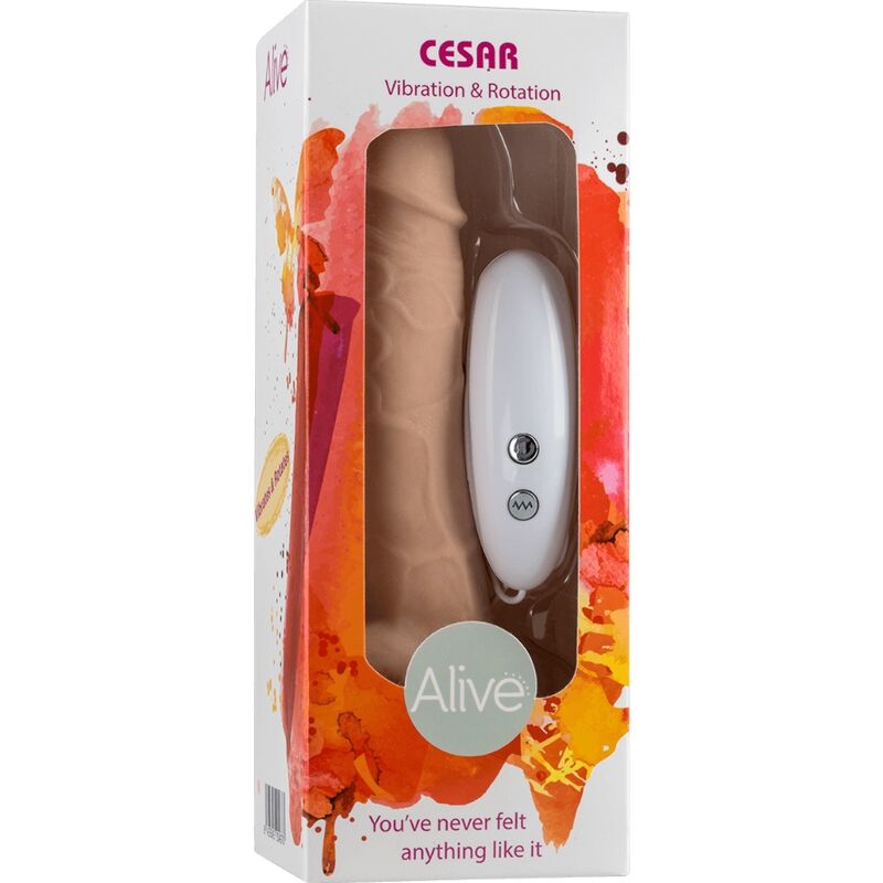 ALIVE - VIBRADOR E ROTADOR DE PÊNIS REALÍSTICO CESAR 17,5 CM - Sexshoptuga 