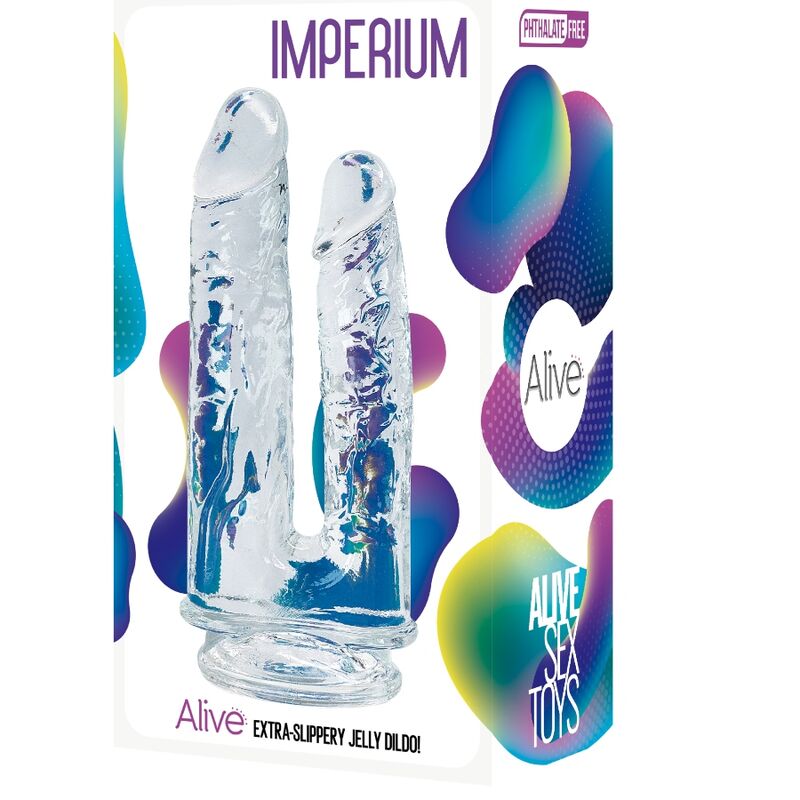 ALIVE - IMPERIUM DUPLO PÉNIS REALISTA TRANSPARENTE 12/14 CM - Sexshoptuga  Sexshoptuga 