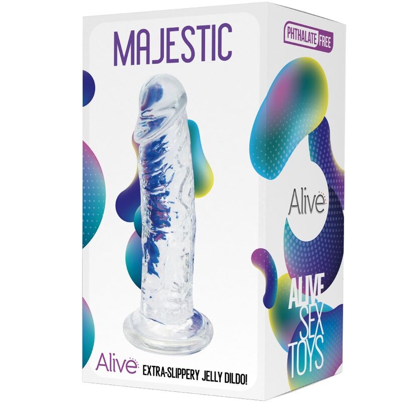 ALIVE - PÉNIS MAJESTICO REALISTA TRANSPARENTE 14,7 CM - Sexshoptuga 