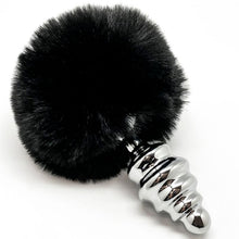 ALIVE - PLUG DE PRAZER ANAL ESPIRAL METAL FLUFFY PRETO TAMANHO L - Sexshoptuga 