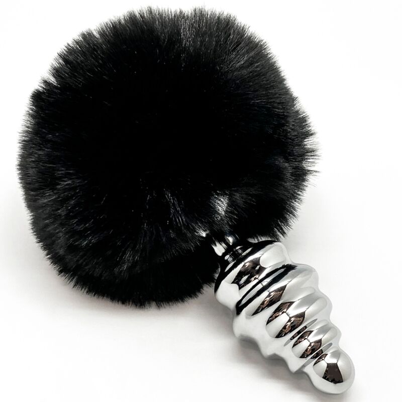 ALIVE - PLUG DE PRAZER ANAL ESPIRAL METAL FLUFFY PRETO TAMANHO M - Sexshoptuga  Sexshoptuga 