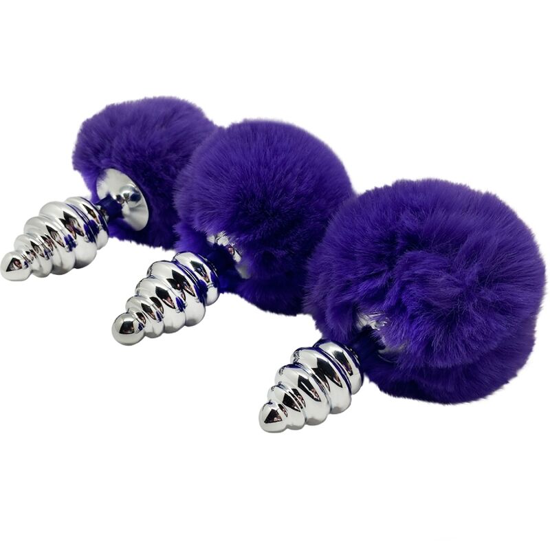 ALIVE - PLUG DE PRAZER ANAL ESPIRAL METAL FLUFFY DARK VIOLETA TAMANHO L - Sexshoptuga  Sexshoptuga 