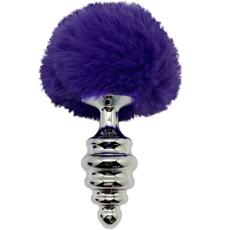 ALIVE - PLUG DE PRAZER ANAL ESPIRAL METAL FLUFFY DARK VIOLETA TAMANHO L - Sexshoptuga  Sexshoptuga 