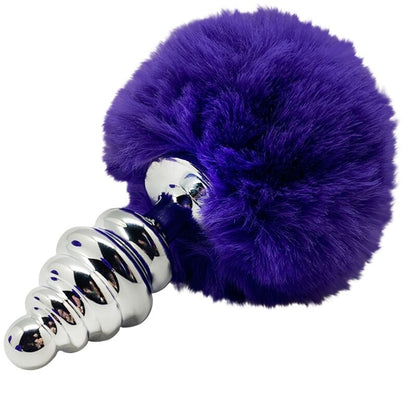 ALIVE - PLUG DE PRAZER ANAL ESPIRAL METAL FLUFFY DARK VIOLETA TAMANHO L - Sexshoptuga 