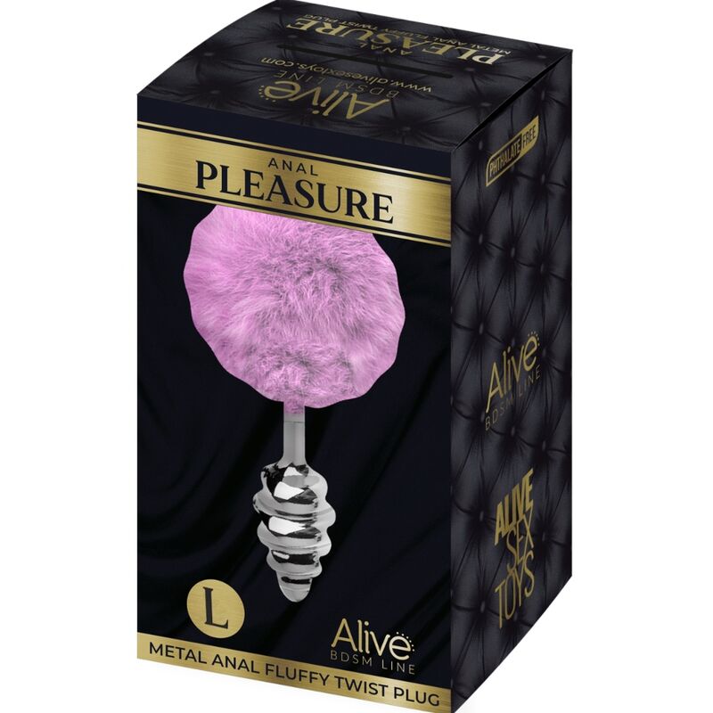 ALIVE - PLUG DE PRAZER ANAL ESPIRAL METAL FLUFFY VIOLETA TAMANHO L - Sexshoptuga 