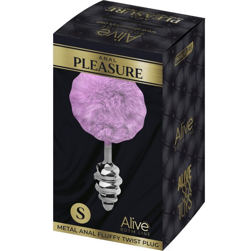 ALIVE - PLUG DE PRAZER ANAL ESPIRAL METAL FLUFFY VIOLETA TAMANHO S - Sexshoptuga  Sexshoptuga 