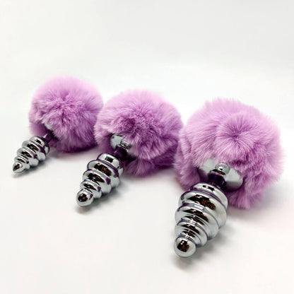 ALIVE - PLUG DE PRAZER ANAL ESPIRAL METAL FLUFFY VIOLETA TAMANHO L - Sexshoptuga 