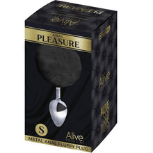 ALIVE - PLUG DE PRAZER ANAL METAL LISO FLUFFY PRETO TAMANHO S - Sexshoptuga  Sexshoptuga 