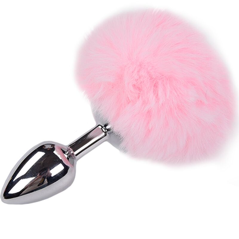 ALIVE - PLUG PRAZER ANAL METAL LISO FLUFFY ROSA TAMANHO L - Sexshoptuga  Sexshoptuga 