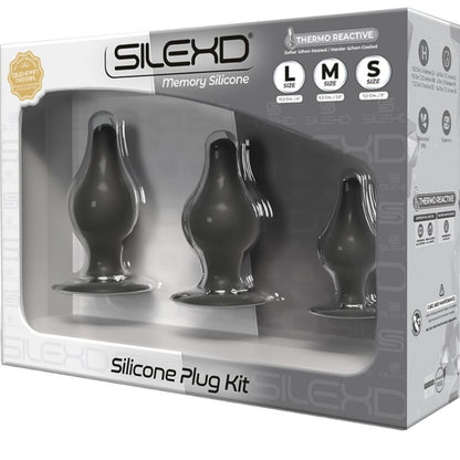 SILEXD - KIT ANAL PLUG PREMIUM SILEXPAN SILICONE TERMOREATIVO TAMANHO S/M/L - Sexshoptuga 