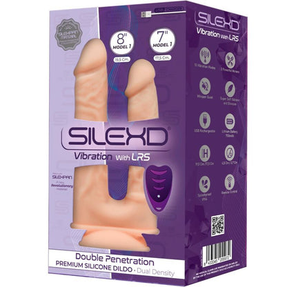 SILEXD - MODELO 1 VIBRADOR DE DUPLA PENETRAÇÃO DE PÊNIS REALISTA PREMIUM SILEXPAN CONTROLE REMOTO DE SILICONE 17.5 / 19.5 CM - Sexshoptuga 