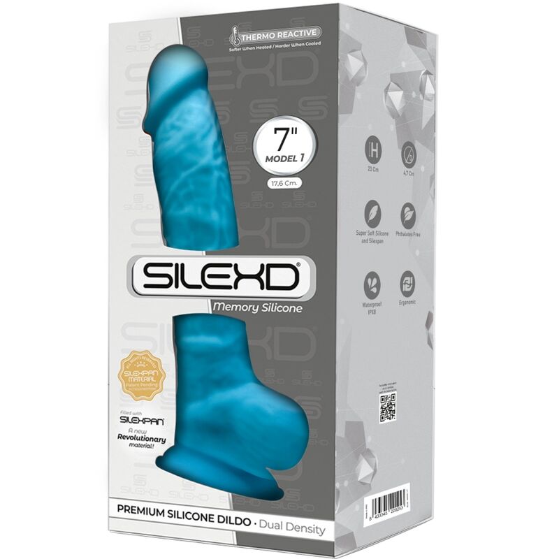 SILEXD - MODELO 1 PÊNIS REALÍSTICO PREMIUM SILEXPAN SILICONE AZUL 17.5 CM - Sexshoptuga 