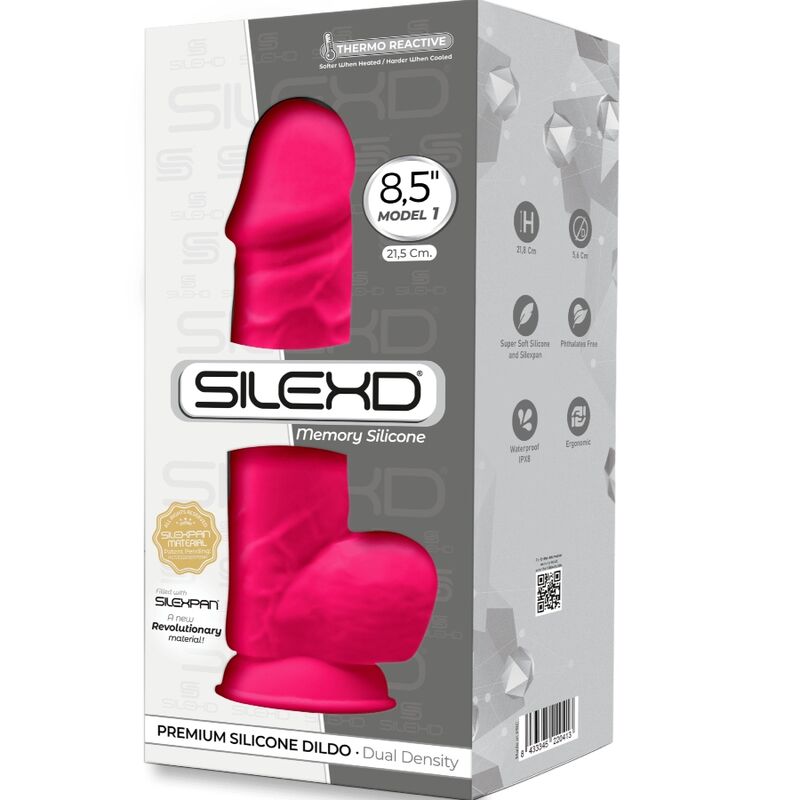 SILEXD - MODELO 1 PÊNIS REALÍSTICO PREMIUM SILEXPAN SILICONE FÚCSIA 21.5 CM - Sexshoptuga 