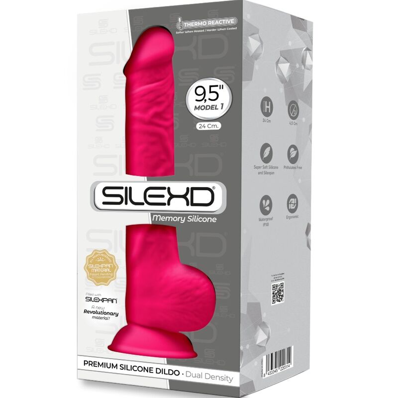 SILEXD - MODELO 1 PÊNIS REALÍSTICO PREMIUM SILEXPAN SILICONE FÚCSIA 24 CM - Sexshoptuga 