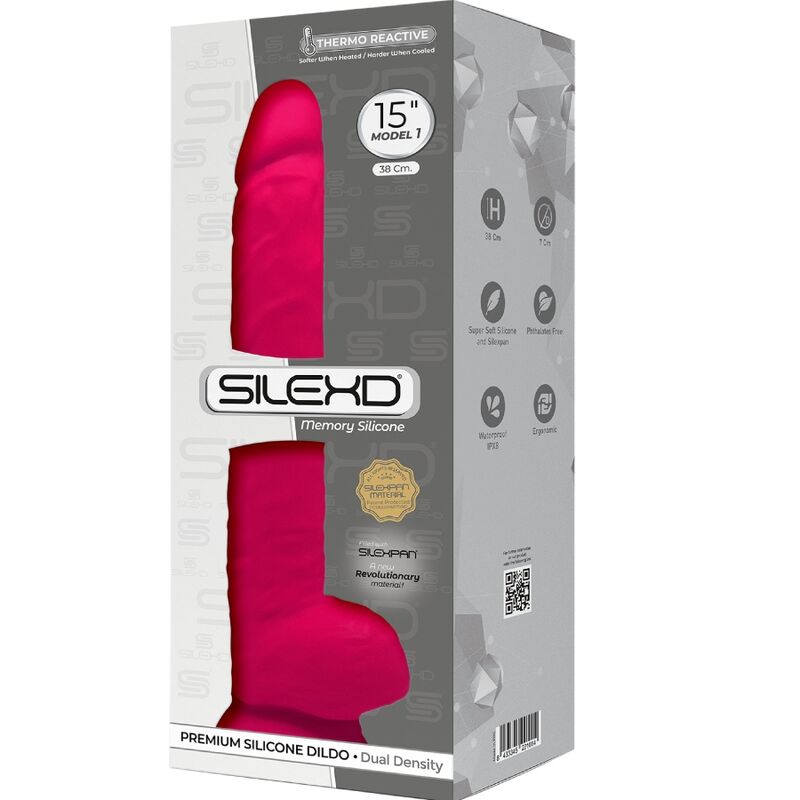 SILEXD - MODELO 1 PÊNIS REALÍSTICO PREMIUM SILEXPAN SILICONE FÚCSIA 38 CM - Sexshoptuga 