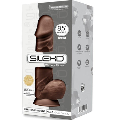 SILEXD - MODELO 1 PÊNIS REALÍSTICO PREMIUM SILEXPAN SILICONE CASTANHO 21.5 CM - Sexshoptuga 