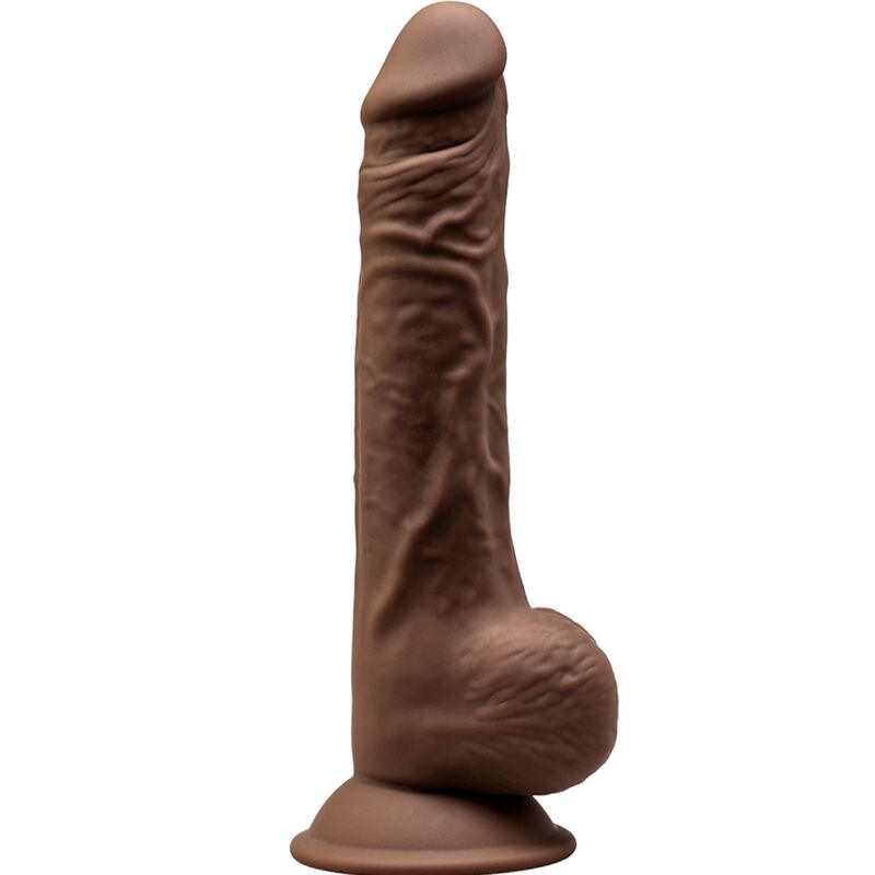 SILEXD - MODELO 1 PÊNIS REALÍSTICO PREMIUM SILEXPAN SILICONE CASTANHO 24 CM - Sexshoptuga 