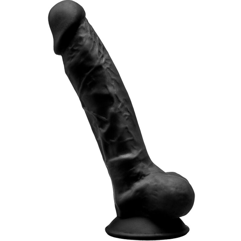 SILEXD - MODELO 1 PÊNIS REALÍSTICO PREMIUM SILEXPAN SILICONE PRETO 17.5 CM - Sexshoptuga 